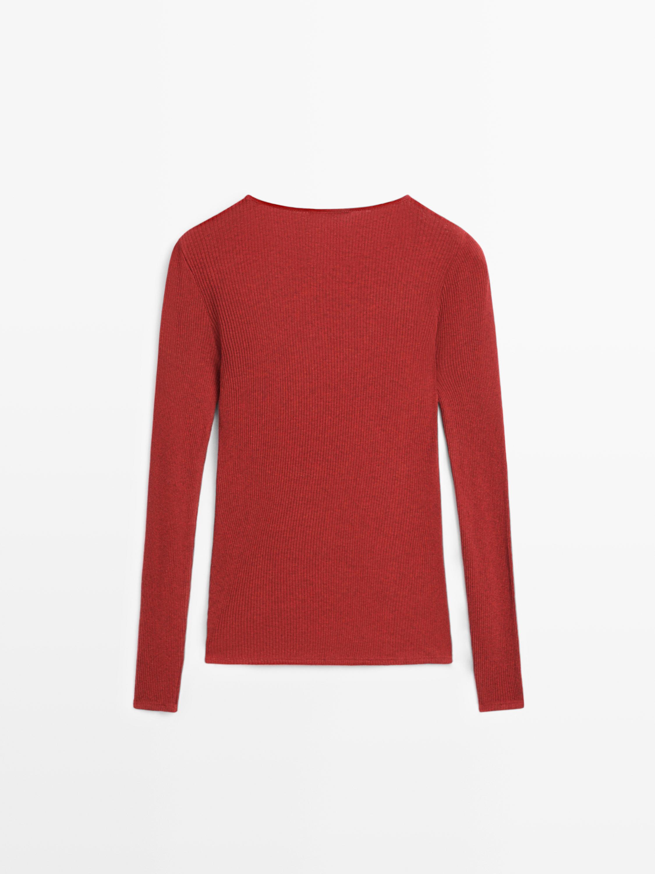 Long sleeve T-shirt with ribbed detail